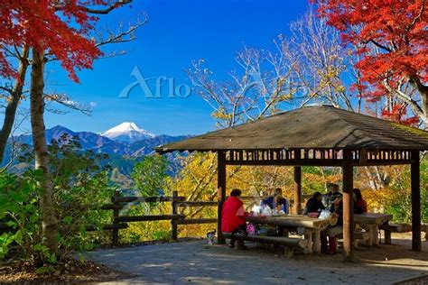 東京都 八王子市 高尾山山頂と富士山の紅葉 27623012 の写真素材 アフロ