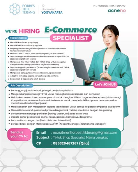 Lowongan Kerja E Commerce Specialist Live Host Di PT Forbes Titik