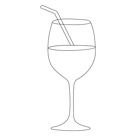 Continuous single line art drawing of wine glass outline beverage ...