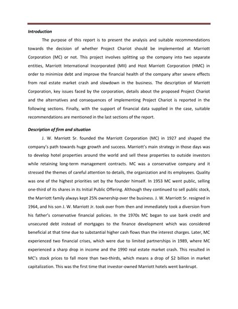 Dokumentips Marriott Restructuring Case Analysis