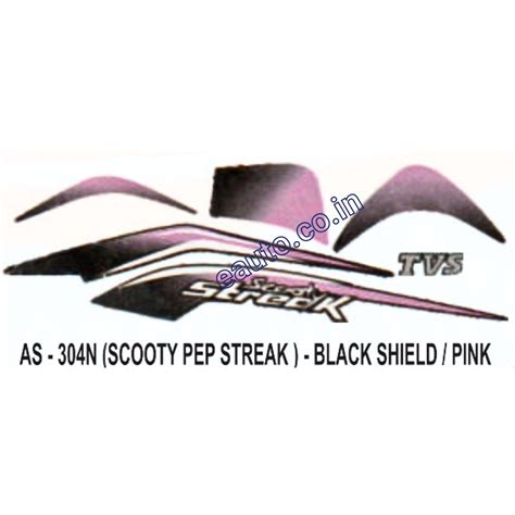 Graphics Sticker Set For Tvs Scooty Pep Streak Black And Pink Sticker