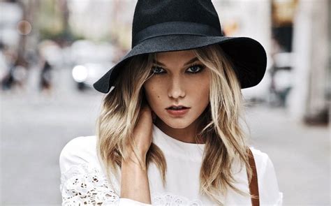 Karlie Kloss Blue Eyes Blonde Millinery Hat Looking At