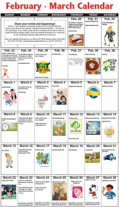 February – March Calendar - Clarke County Democrat