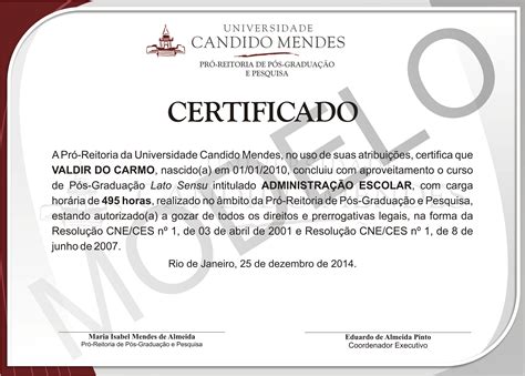 Modelos De Certificado Certificado Cursos De P S Gradua O