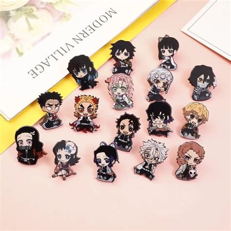 20pcs Anime Demon Slayer Badge Brooch Pin Acrylic Kimetsu No Yaiba