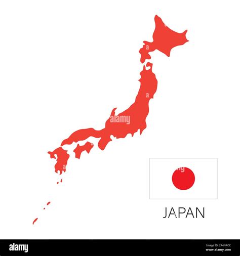 Japan Map Silhouette Isolated On White Background With Japanese Flag