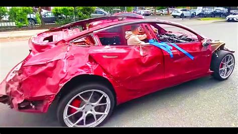 Check Out This Tesla Model 3 Totaled By Teenage Driver In Rear End