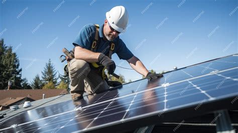 Premium Photo | A technician solar panel installing solar system