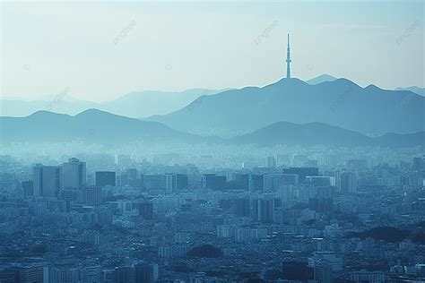 首爾市 前景是一座大山 江南區 建築學 高分辨率背景圖片和桌布免費下載