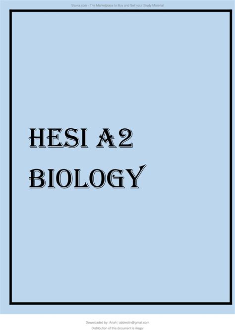 Hesi A Biology Pdf Registered Nurse Educator Stuvia Us