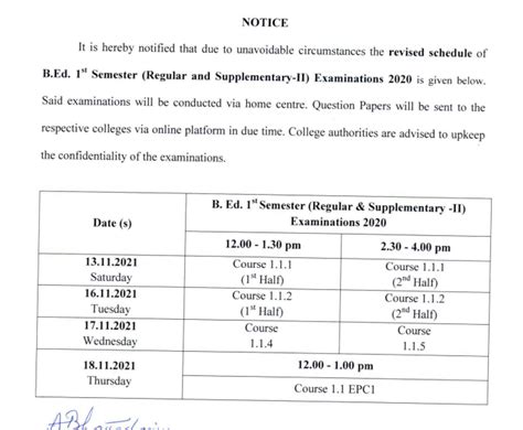 Wbuttepa Routine B Ed Semester Exam Date Notice Published