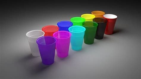 Colored Plastic Cups Set 3D model | CGTrader