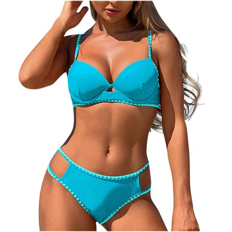 Sky Light Blue Women Beach Matching Brunch Micro Bikini Sets Top Swimwear Micro Bikini Tankinis
