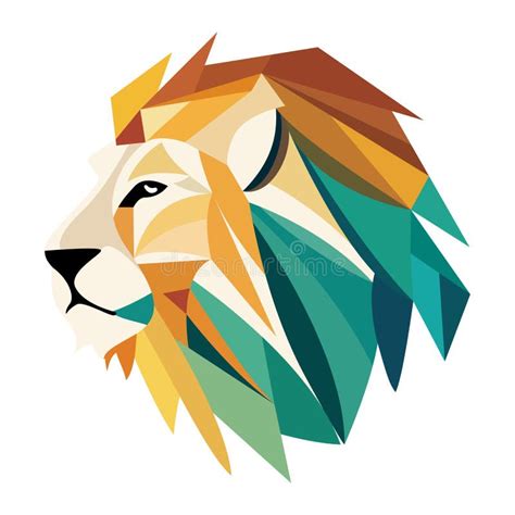 Lion Logo Design Abstract Colorful Polygon Lion Head Calm Lion With