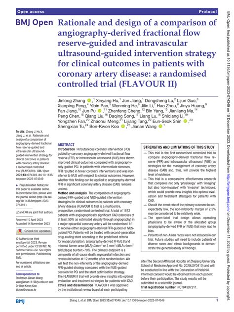 PDF Rationale And Design Of A Comparison Of Angiography Derived