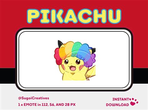 Pikachu Clown Emote With Rainbow Wig Twitch Discord Streamer Cute