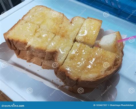 Bread Butter Milk Dip Grill Toast Sweet Dessert Stock Image Image Of Sweet Thailand 103467357