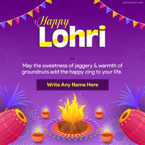 Make Custom Lohri Card Online With Own Name