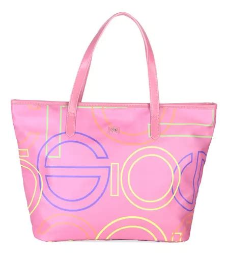 Bolsa Tote Para Mujer Cloe Texil Monograma Estampado Color Rosa