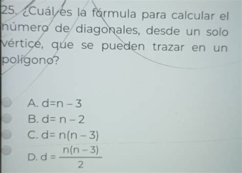 Solved Cu L S L F Rmula Para Calcular El N Mero De Diagonales