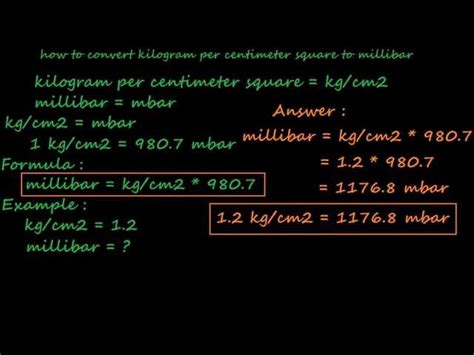 How To Convert Bar To Kilogram Per Meter Square Pressure