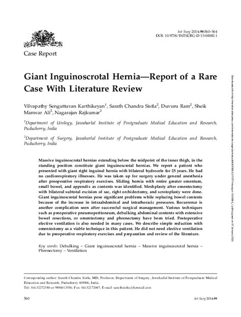 Pdf Giant Inguinoscrotal Hernia—report Of A Rare Case With Literature