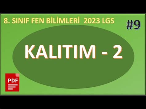 8 SINIF KALITIM FEN BİLİMLERİ 2023 LGS 9 YouTube