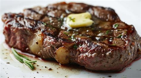 Premium Photo Angular View Of A Garlic Butter Basted Ribeye Steak On