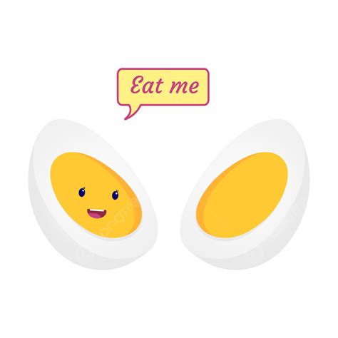 Gambar Ilustrasi Vektor Telur Rebus Yang Comel Telur Telur Rebus Makan Saya Png Dan Vektor