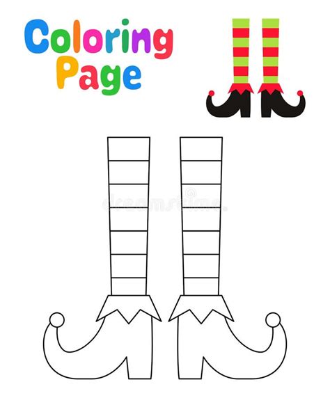 Coloring Page with Elf Feet for Kids Stock Vector - Illustration of ...