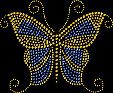 Rhinestone Bling Sparkle Iron On Transfer DIY Butterfly Blue Yellow