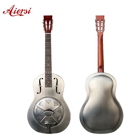 Single Cone Duolian Matt Chrome Bell Brass Resonator Guitar Aiersi Guitar