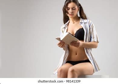 Tall Sexy Brunette Woman Black Lingerie Stock Photo Edit Now