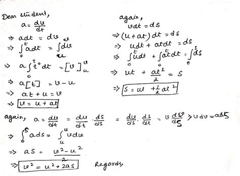 Derive three equations of motion by calculus method: - Physics - Motion ...