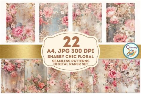 A4 Digital Papers Set Shabby Chic Flora Graphic By Charming2493