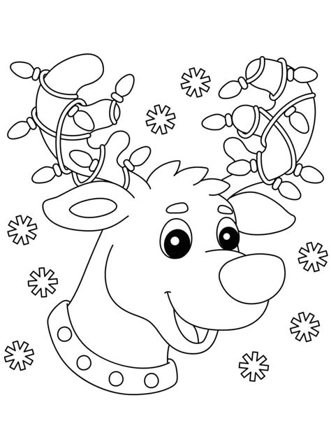 Coloriage Renne de Noël en Dessin Animé télécharger et imprimer