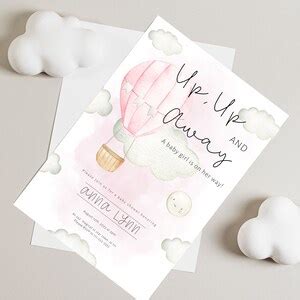 Hot Air Balloon Baby Shower Invitation Adventure Awaits Etsy