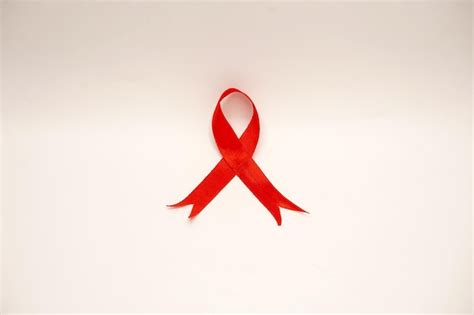 Premium Photo World Aids Day Red Silk Ribbon