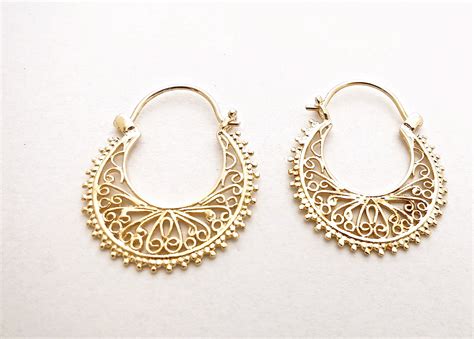 Filigree Hoop Earrings Gold Hoop Earrings Gypsy Earrings Etsy