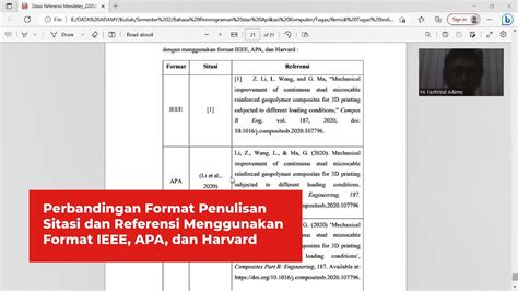 Perbandingan Format Penulisan Sitasi Dan Referensi Menggunakan Format