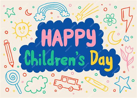 Premium Vector Happy Childrens Day Background And Doodle Design