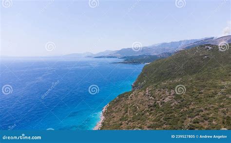 Typical Albanian Landscape On The Adriatic Shore With Mountains Sunny