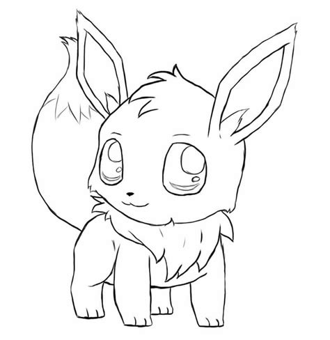 Kawaii Eevee Para Colorear Imprimir E Dibujar Coloringonlycom