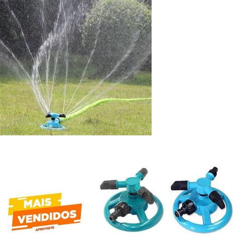 Aspersor Irrigador De Jardim Grama Gramado 3 Bicos Rotativo 360