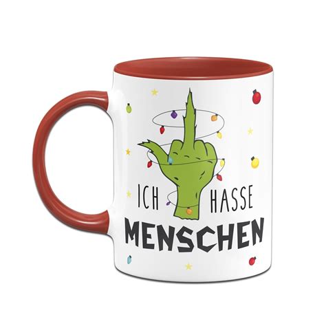 Tasse Mit Spruch Grinch Ich Hasse Menschen Mittelfinger Etsy