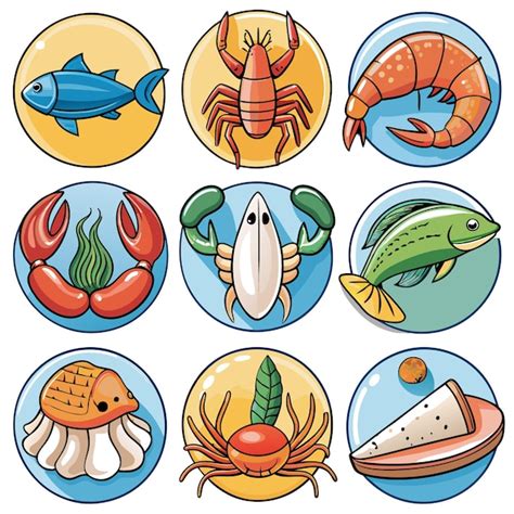 Premium Vector Seafood Icon Set