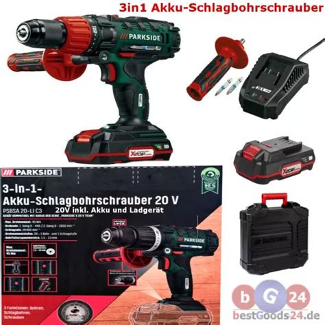 PARKSIDE 3IN1 AKKU SCHLAGBOHRSCHRAUBER 2 Gang 20V Inkl Akku Und