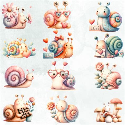 Cute Snail Clipart, Watercolor Snail Clipart, Snail Clipart, Little ...