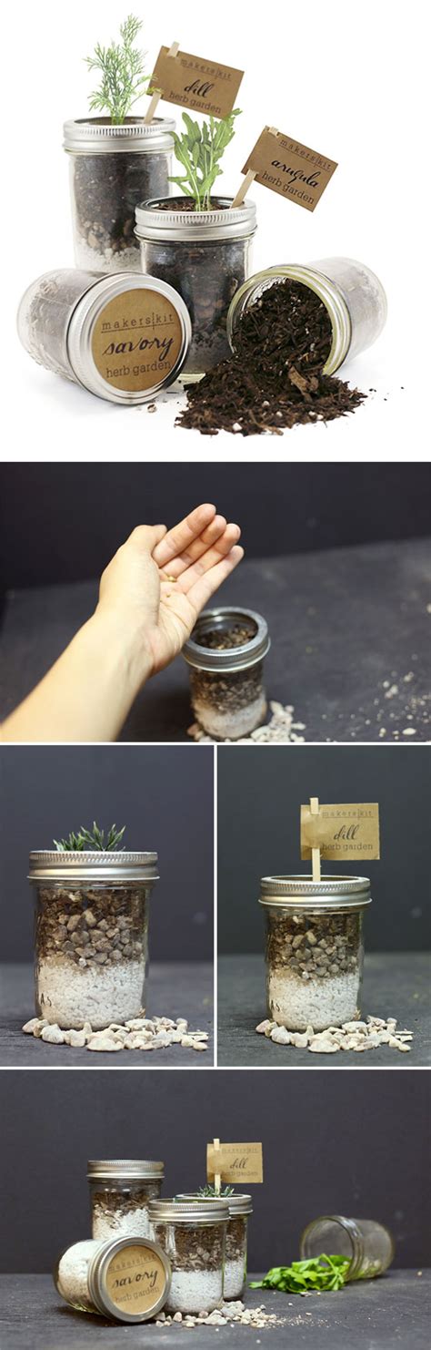 Diy Mason Jar Herb Garden Use 8 Oz Mason Jars And Fill W Organic