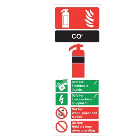 Fire Extinguisher Co2 Sign Rigid 7 5x20cm First Aid Supplies